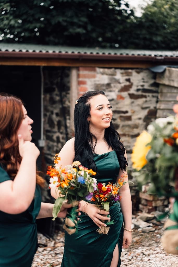 Bridesmaid in green dress