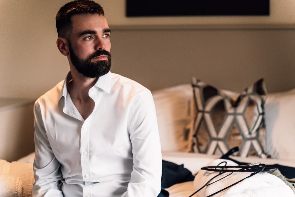Groom getting ready